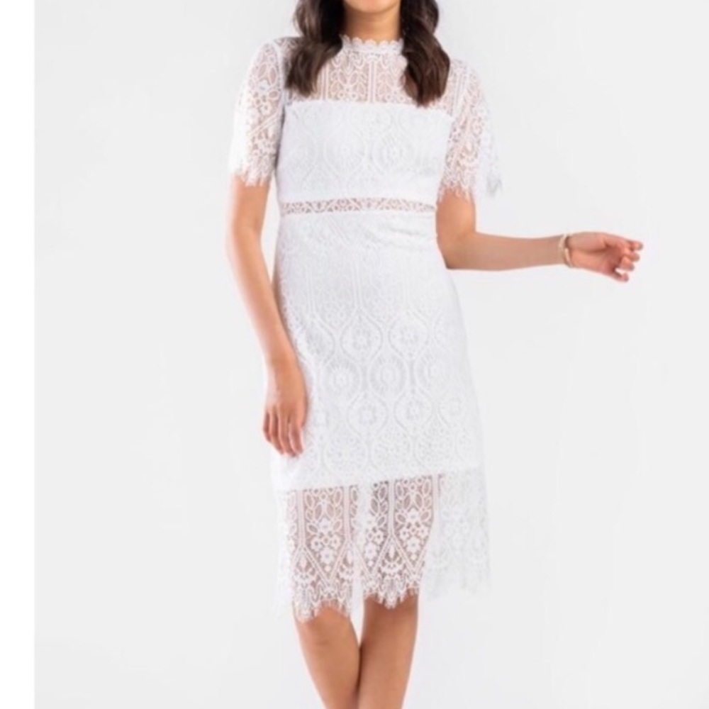NWOT Francescas white lace midi dress